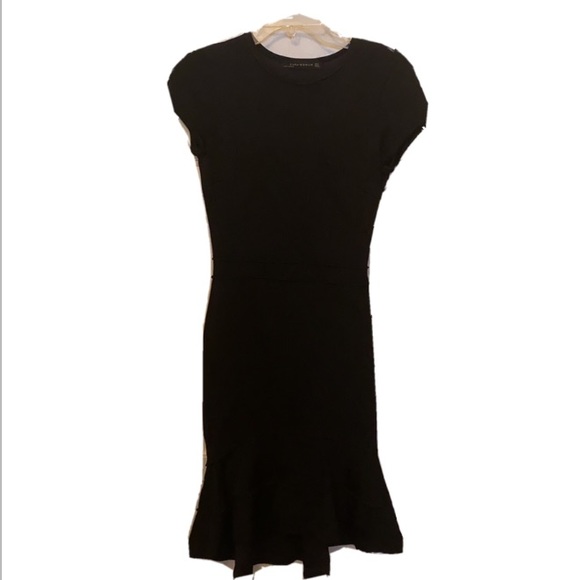 NEW ZARA Black knit Bandage dress wiggle mermaid flare Small RIBBED BODYCON - Picture 3 of 13